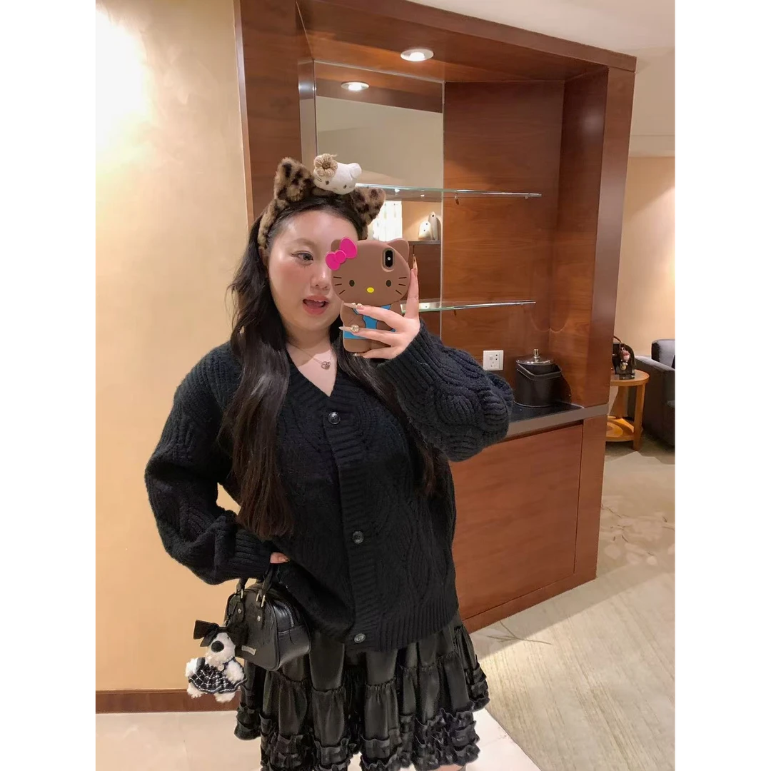 慧芝huizhi 21620开衫外套 定制款 宽松通勤微胖显瘦毛衣