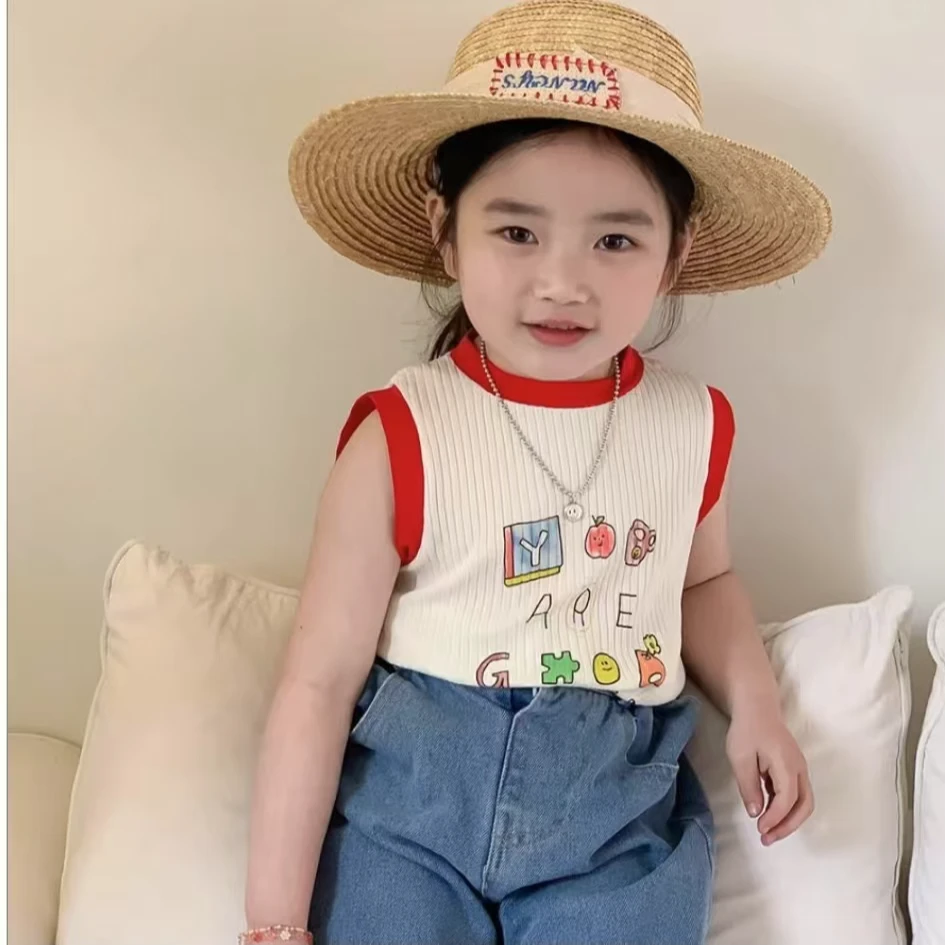 撞色卡通图案背心（单件）