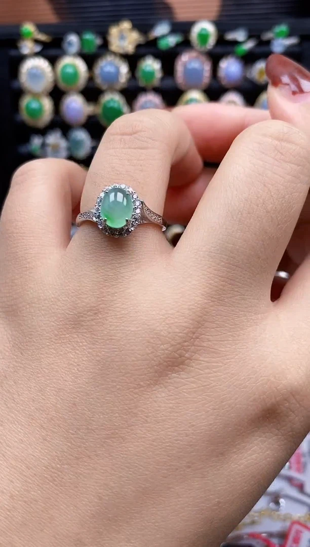 银S925镶嵌戒指翡翠7307