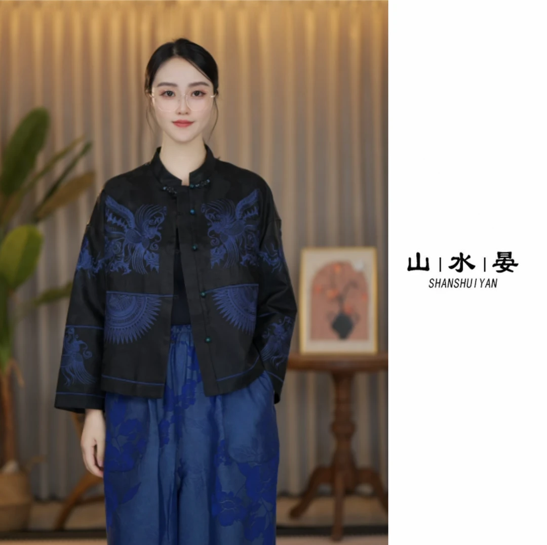 2025新款中式重锻上衣女士复古民族风洋气时尚休闲减龄UNX5388