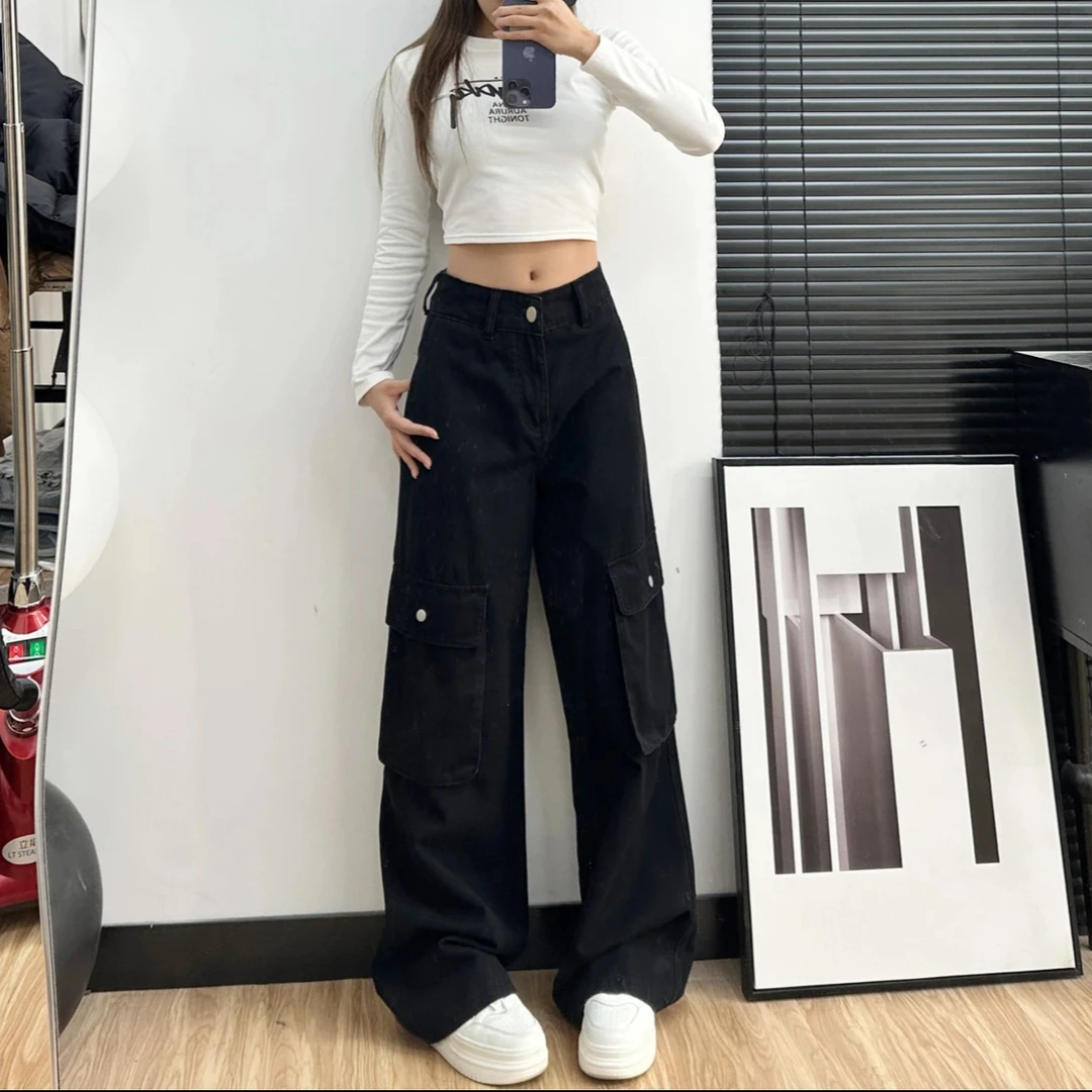 美式高街酷辣工装裤女夏季高腰小个子款2031