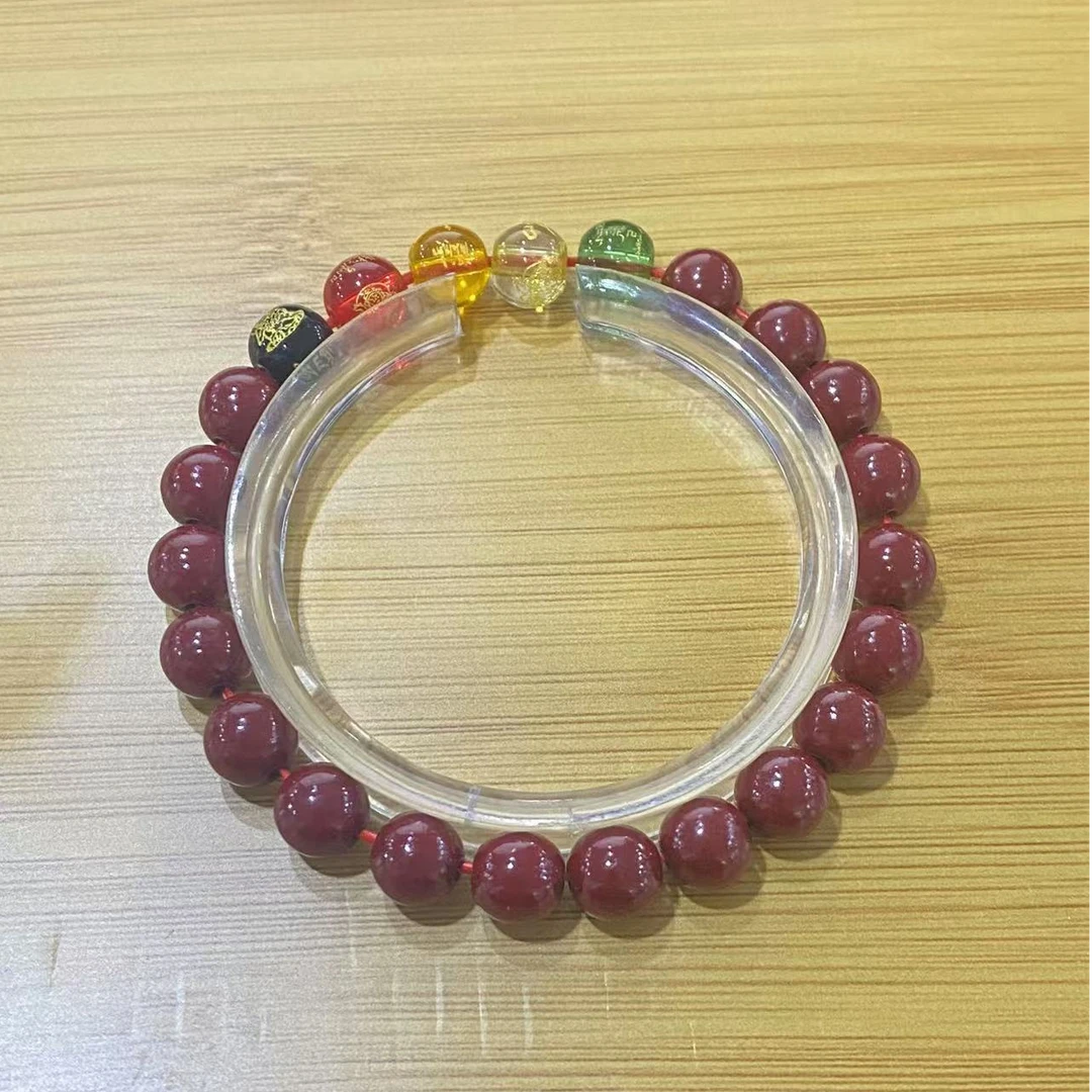 含辰砂工艺品A142 辰砂0.8cm单圈手串合成