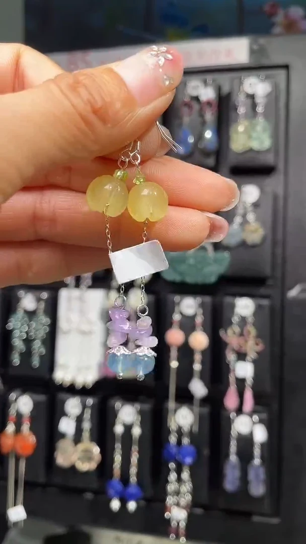 未镶嵌耳饰玛瑙/玉髓柚****ς 柚可