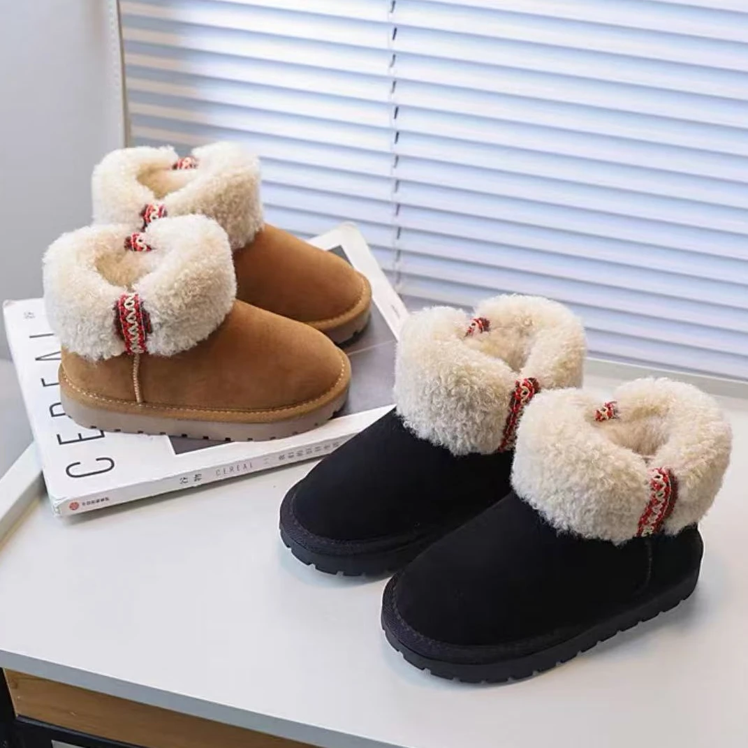 【新疆包邮】 2025新款雪地靴套脚毛毛口棉靴童鞋 8613