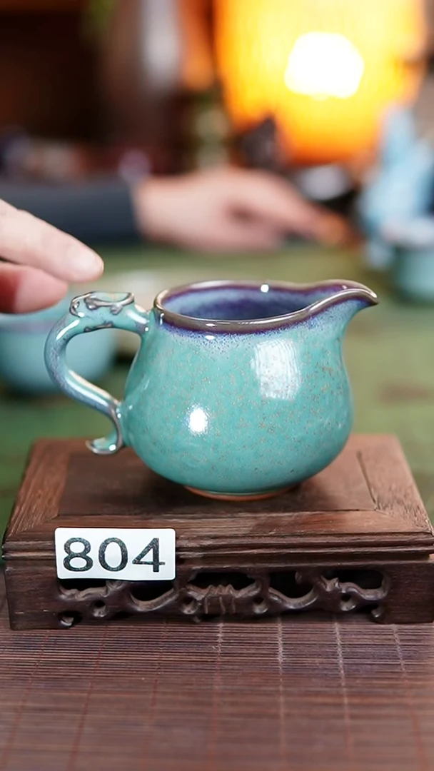 804钧瓷 青蓝洒金-公道杯