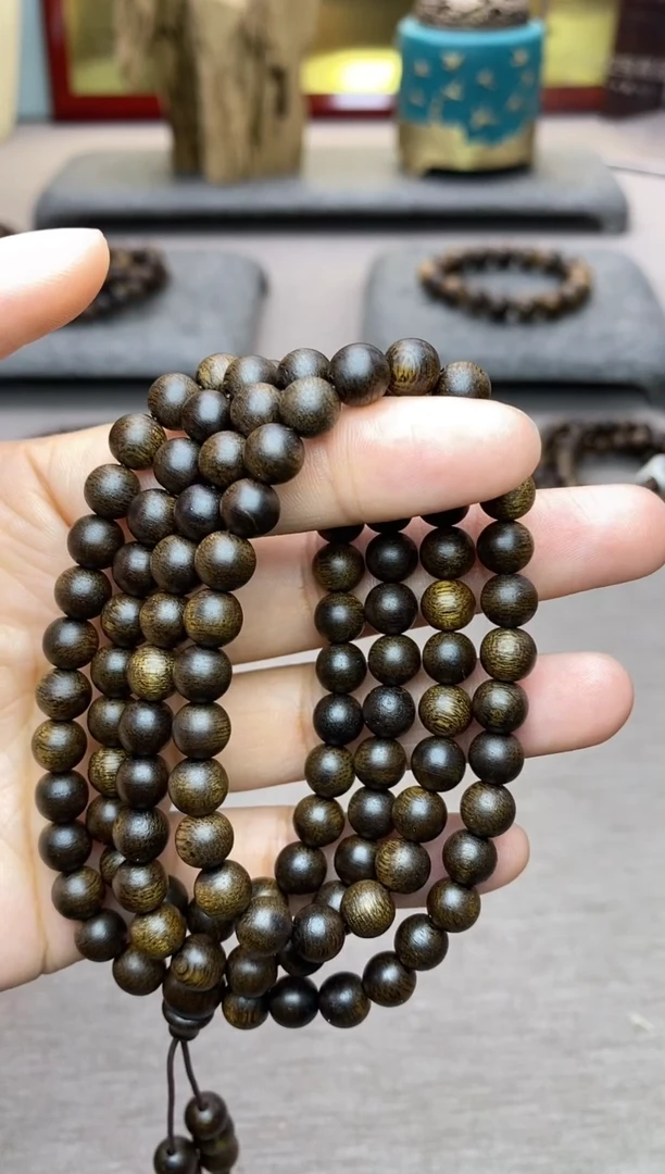 【闪购商品】沉香手串芽庄白棋楠玉化料06*108沉水多圈