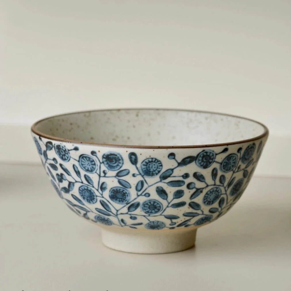 手作金盏花碗.粗陶青花饭碗早餐碗甜品沙拉碗汤碗家用创意/出丹麦
