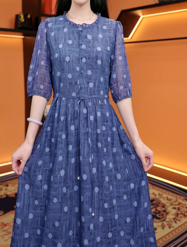 2025夏季新款时尚收腰春意盎然气质显瘦女士连衣裙#0807