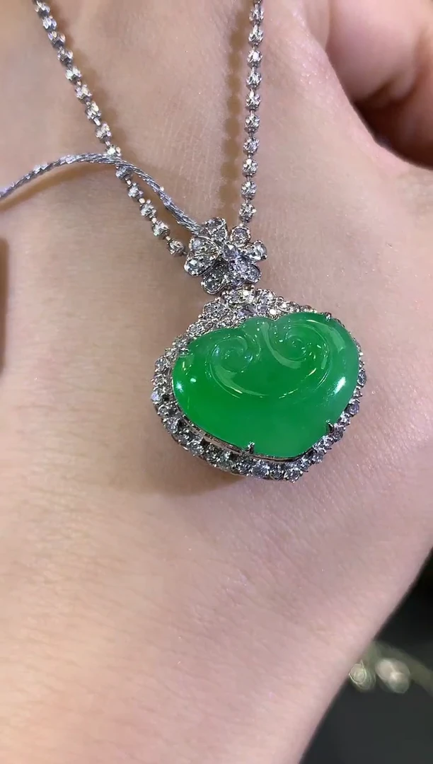 吊坠(不含链)18K金镶嵌翡翠B206