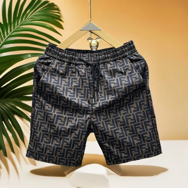 潮牌速干短裤男夏季薄款百搭时尚沙滩裤欧货直筒休闲五分裤中裤男