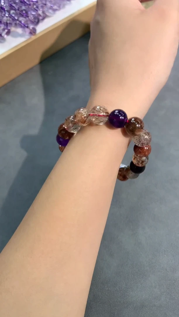 【闪购商品】水晶手链未镶嵌16号黑金超七单圈10mm