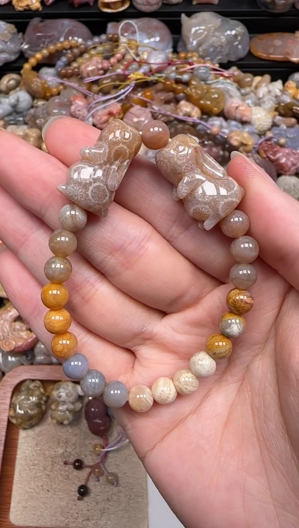 硅化珊瑚（珊瑚玉）未镶嵌颈饰107