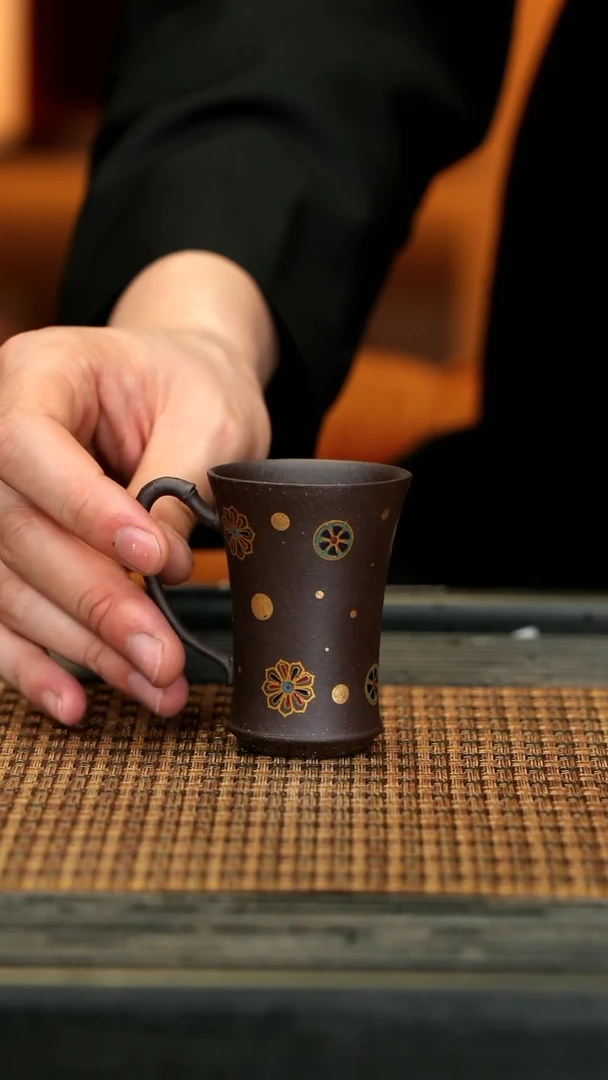 【闪购商品】紫砂茶壶XS64珐琅彩 竹节杯