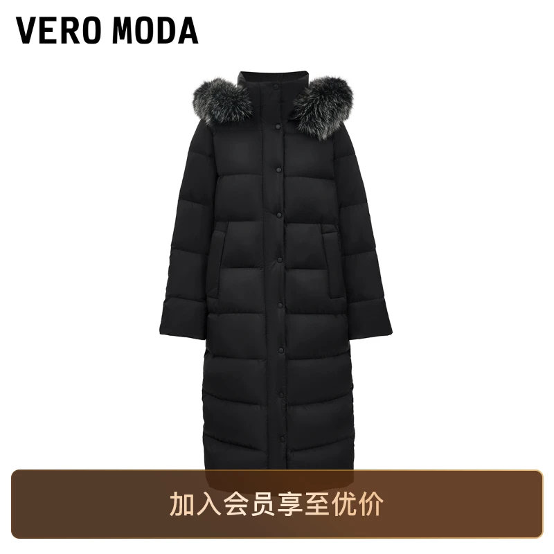 Vero Moda羽绒服女装2025冬季新款90白鹅绒狐狸毛皮领外套高级感