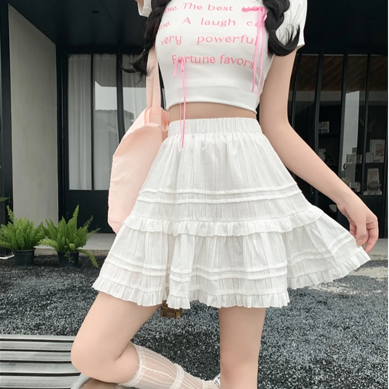 春游出行衣服蓬蓬半身裙胖mm微胖甜美a字裙蛋糕短裙子洋气衣服女