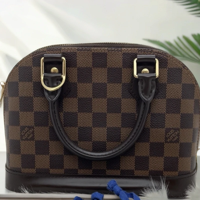 95新 LouisVuitton/路易威登 lv贝壳bb棕棋盘格（010873）棕色