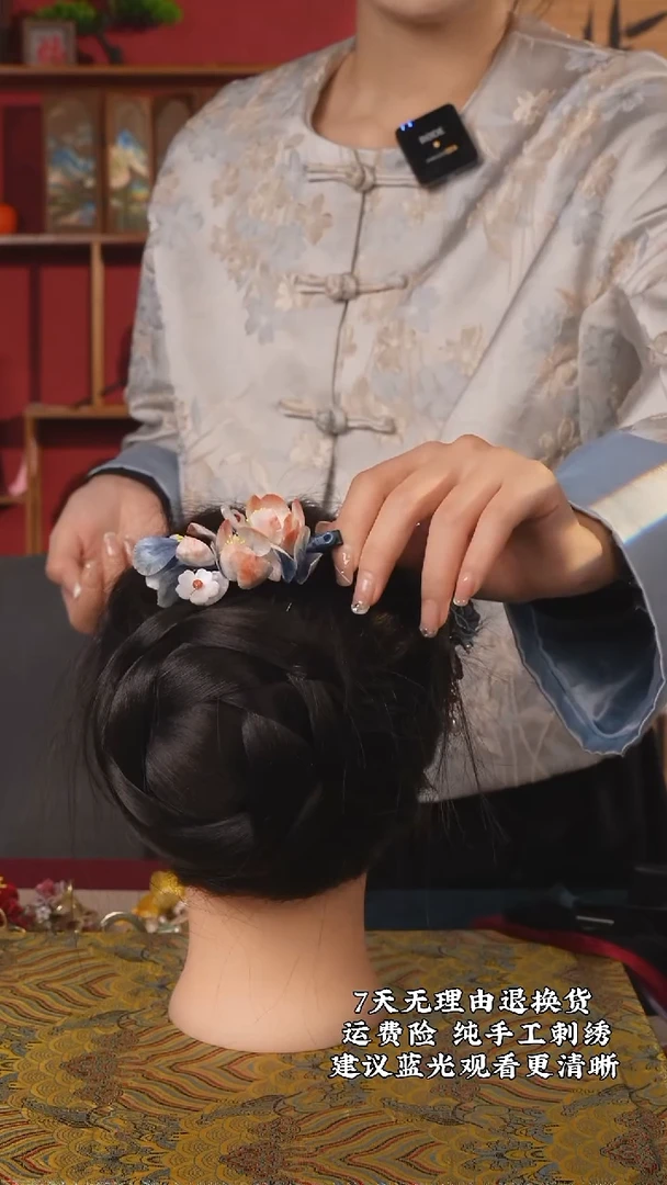 织绣108  非遗绒花纯手工发夹