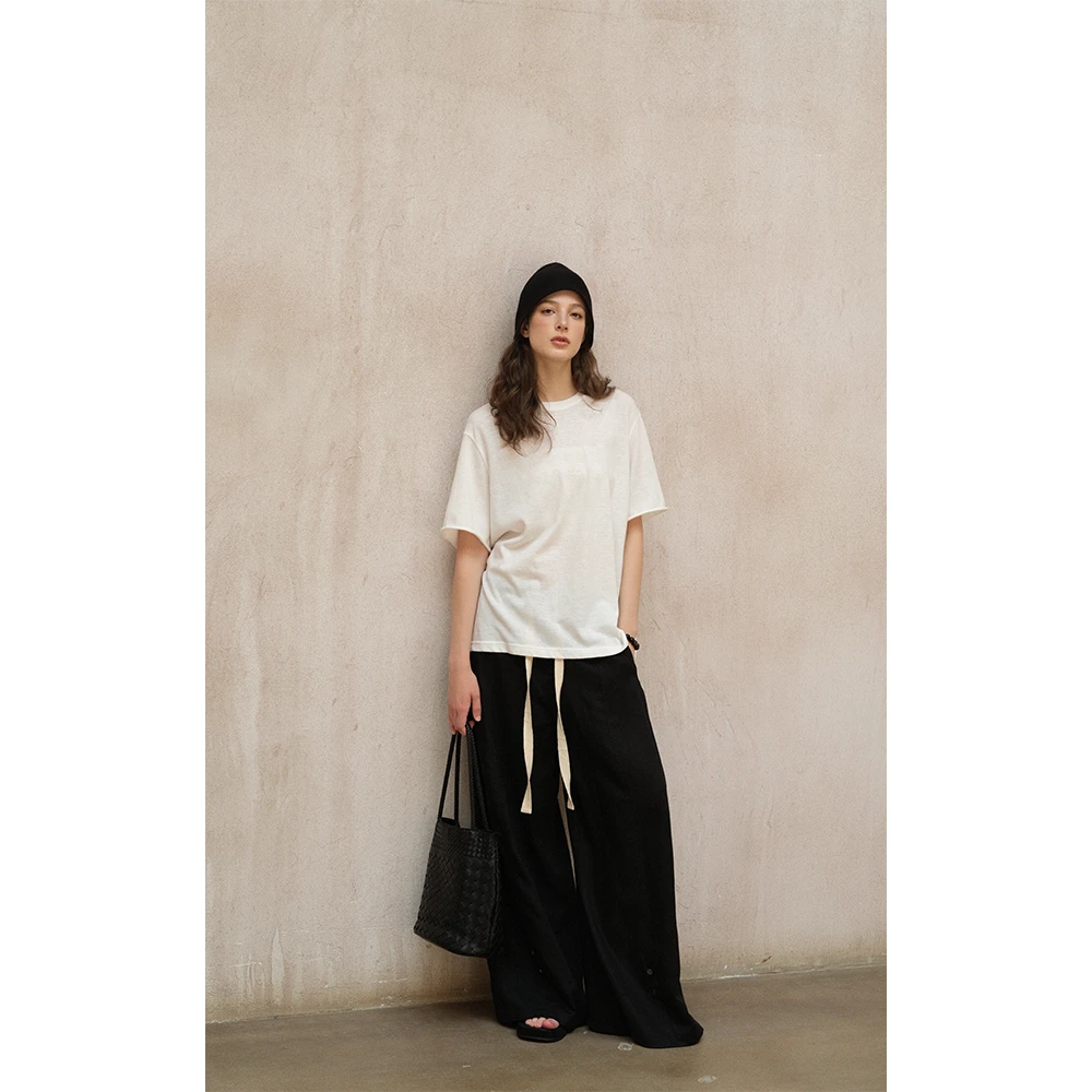 LA CALLA卷卷小T极简高级休闲百搭时尚落肩短袖T恤YY51-2125