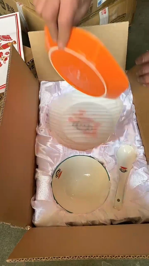 水晶玻璃1大嘴猴餐具 白橙