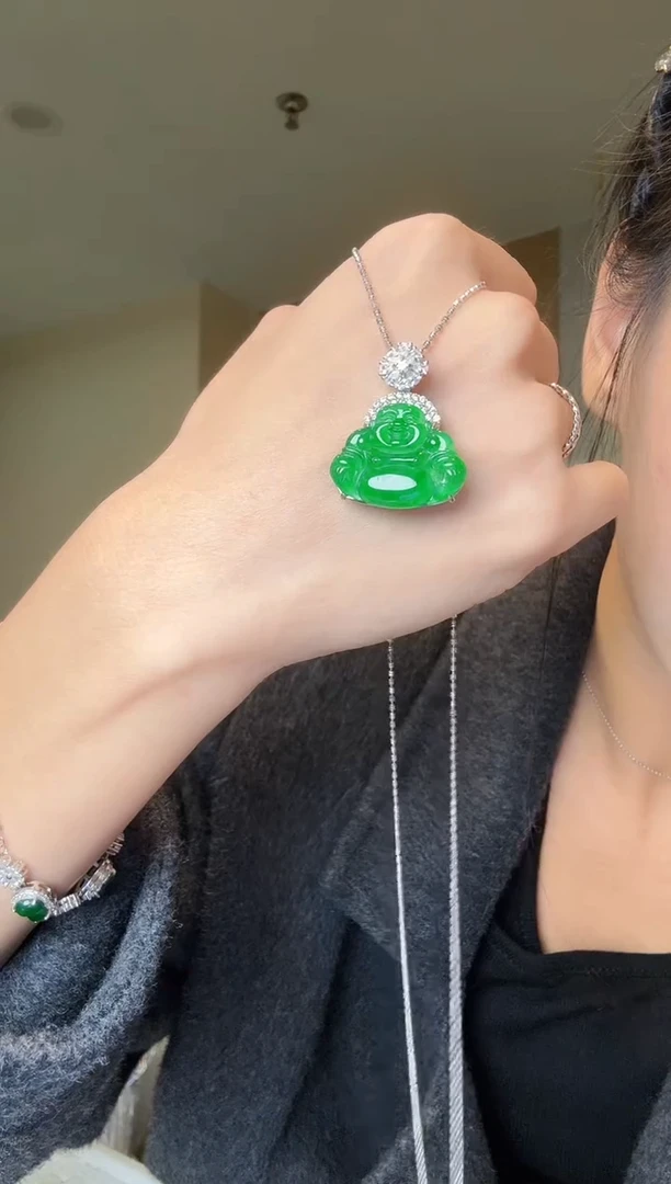 【闪购商品】翡翠吊坠(不含链)银S925镶嵌天然翡翠吊坠1