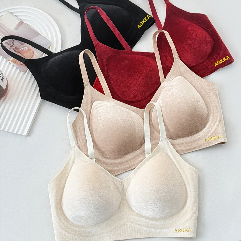 蕉天后 秋冬金钻绒琥珀流光舒适提拉保暖聚拢收副乳无钢圈内衣