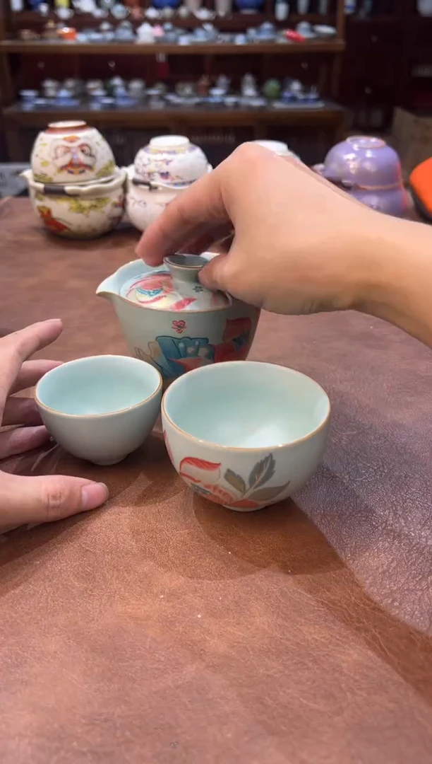 真的很便宜超好看会开片的旅行茶具