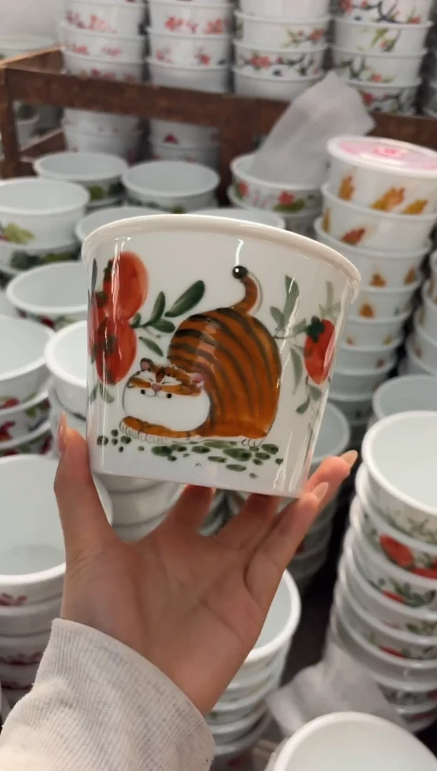 瓷片景德镇高温陶瓷食品级手绘釉中彩-泡面桶