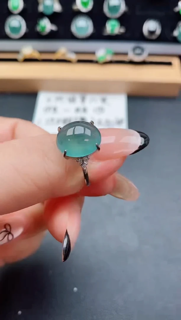银S925镶嵌戒指翡翠058