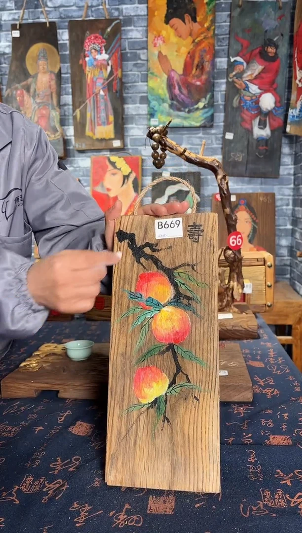 风化老门板丙烯画