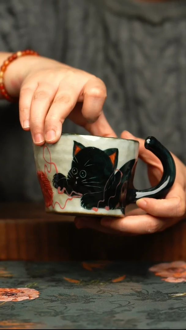 杯釉下彩手工手绘同款陶器