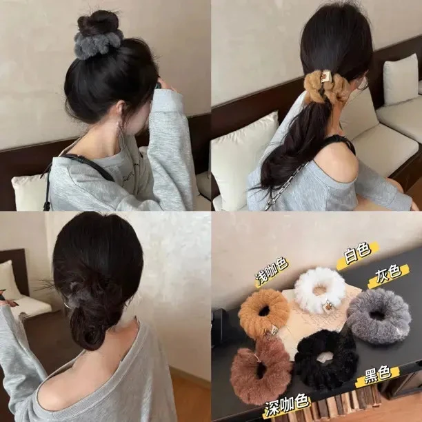 超大一个！毛毛电话线～不伤发高弹力秋冬氛围大号毛绒电话线发圈