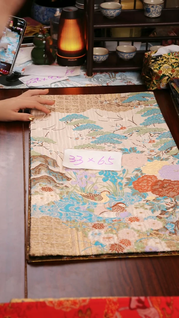 【西阵织鸳鸯戏水双面】中国风干泡织锦茶席33*65