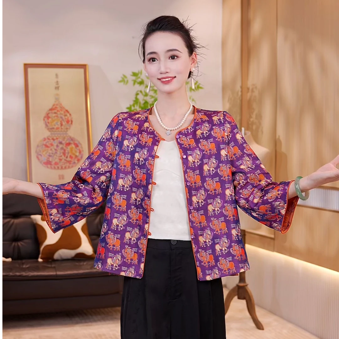 【早秋新款SQ】新中式拼接绣花短款刺绣中国风气质外套JX0169