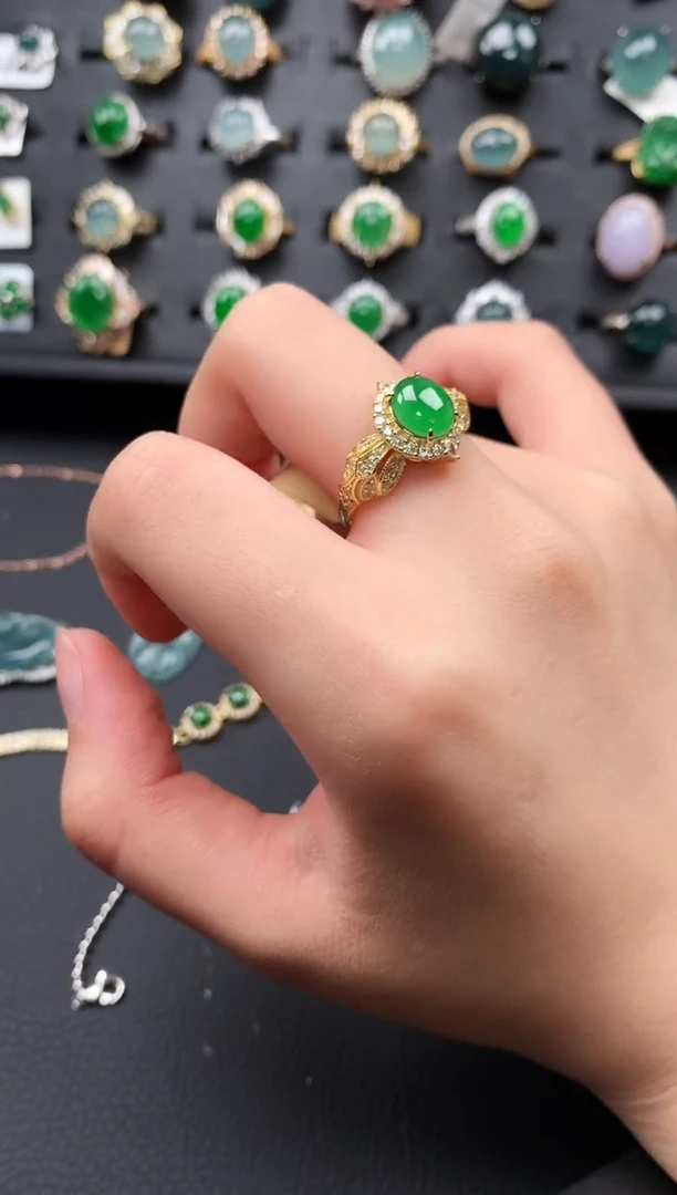 【闪购商品】翡翠戒指银S925镶嵌457654