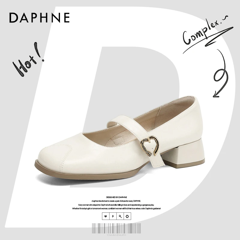 达芙妮网红爆款一字带单鞋女鞋25新款欧若智性风春秋粗跟玛丽珍鞋