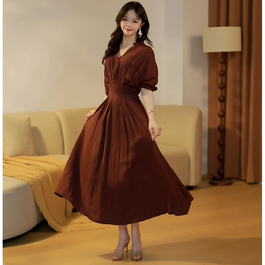 【大庆】美式可可 夏季法式轻奢气质高级感时尚连衣裙-HZ767