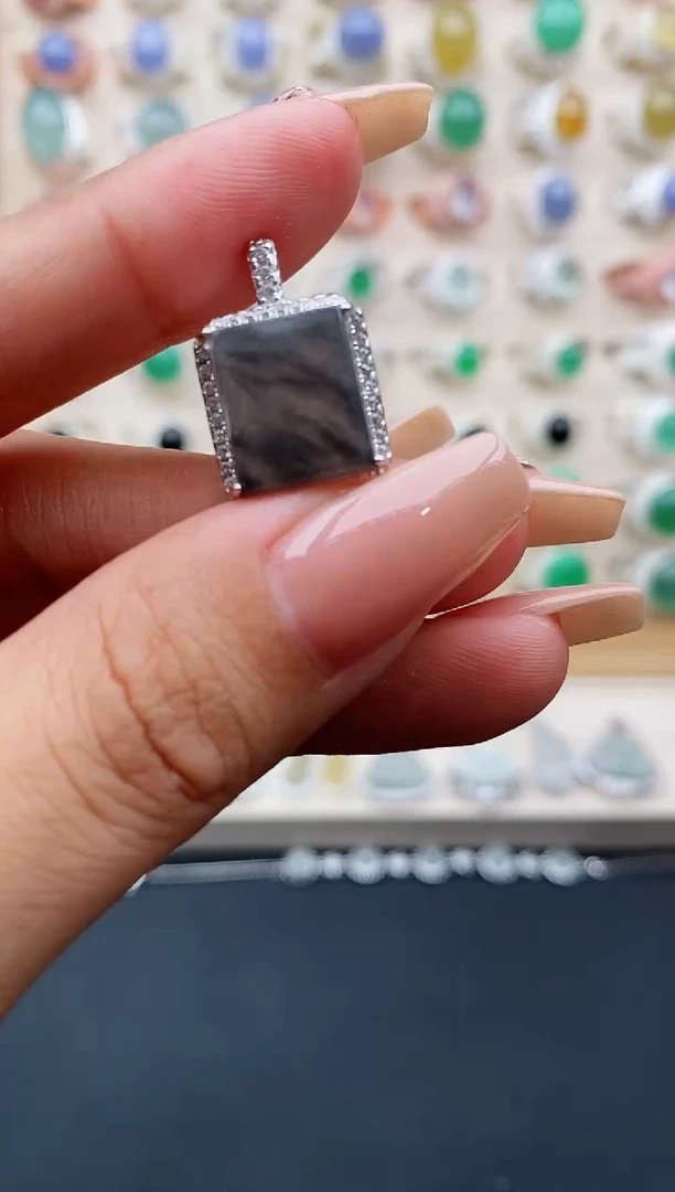 翡翠戒指银S925镶嵌缅甸天然A货翡翠111   4-3