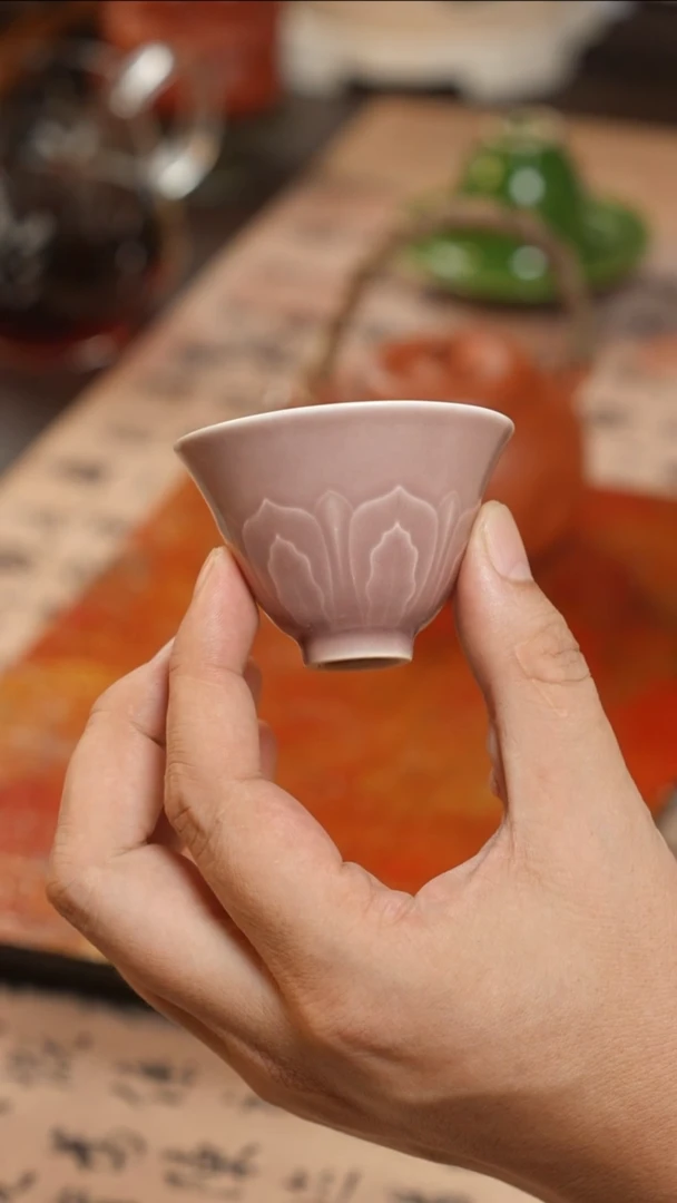 茶具豇豆红斗笠杯一人饮