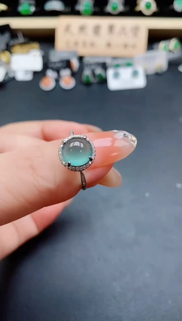 银S925镶嵌戒指翡翠1