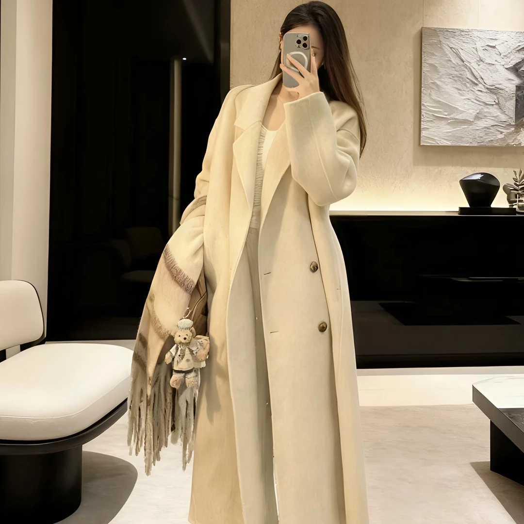 秋冬气质毛呢大衣女中长款韩版宽松显瘦毛呢外套（直播间链接）