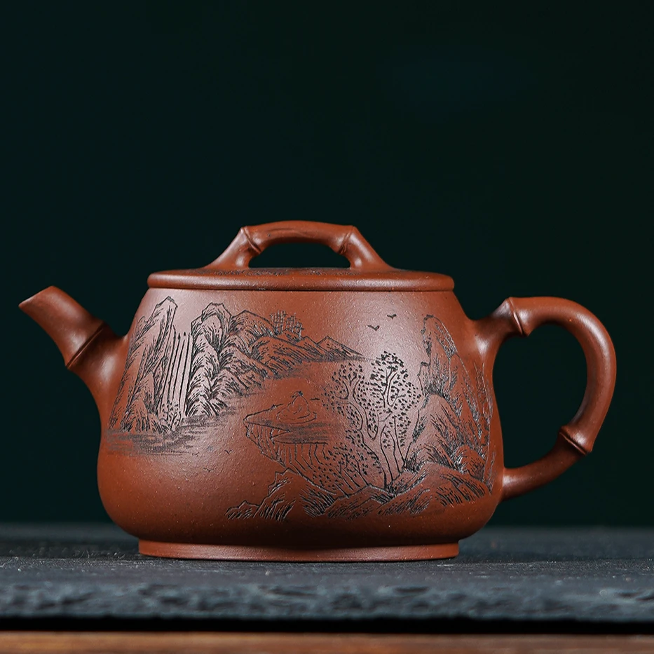 芠茗印象原创-底槽清-万刀全手工刻绘-竹节石瓢-容量180cc