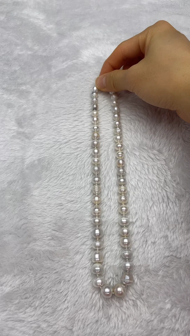 项链银S925镶嵌海水珍珠澳白7-11mm