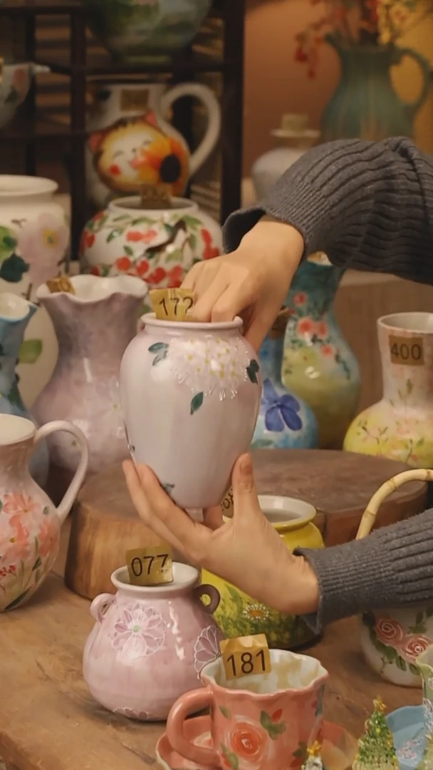 陶瓷景德镇设计师手作花器摆件侘寂风@M172@