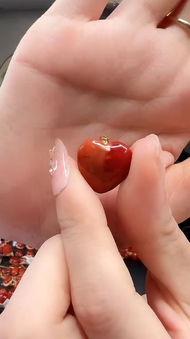 南红玛瑙18K金镶嵌吊坠(不含链)/YK