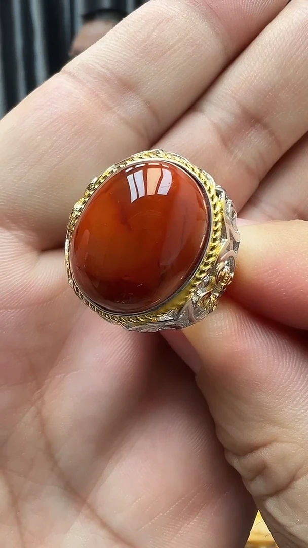 银S925镶嵌南红玛瑙戒指11