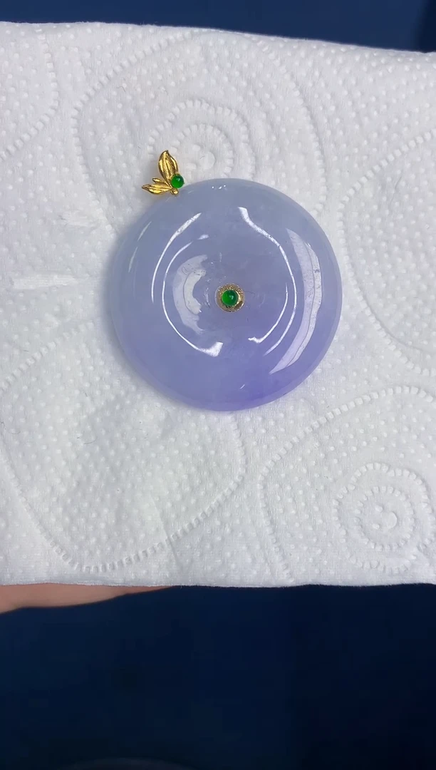 颈饰18K金镶嵌翡翠缅甸天然翡翠A货