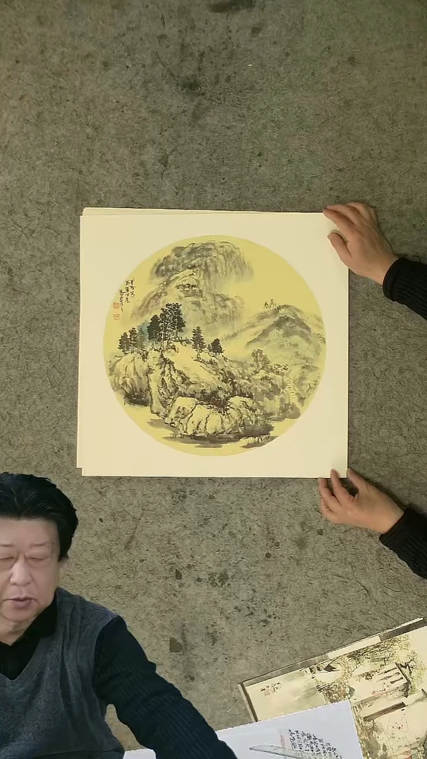 国画山水  50*50cm  卡纸