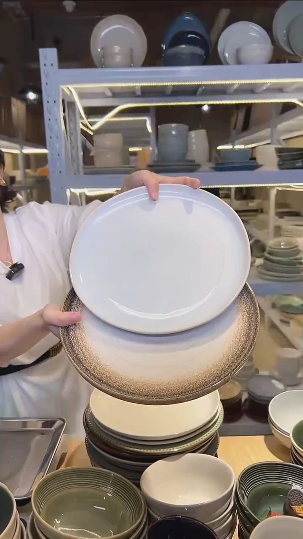 瓷104（大盘鸡）外贸尾货高温釉下彩陶瓷餐具默认微瑕