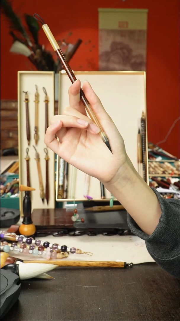 号孤品高货毛笔链接 清水试笔 蘸墨不退