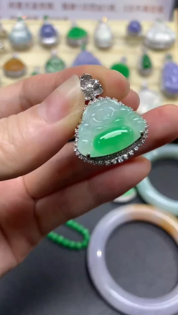 翡翠18K金镶嵌吊坠(不含链)吊坠|7500+750